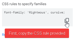 Copy the CSS rule for our font