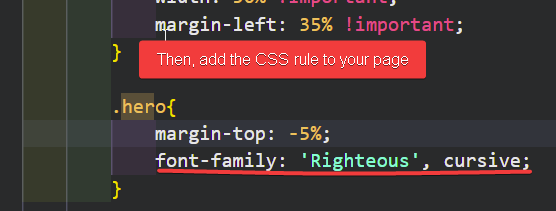 Paste the CSS rule into your code