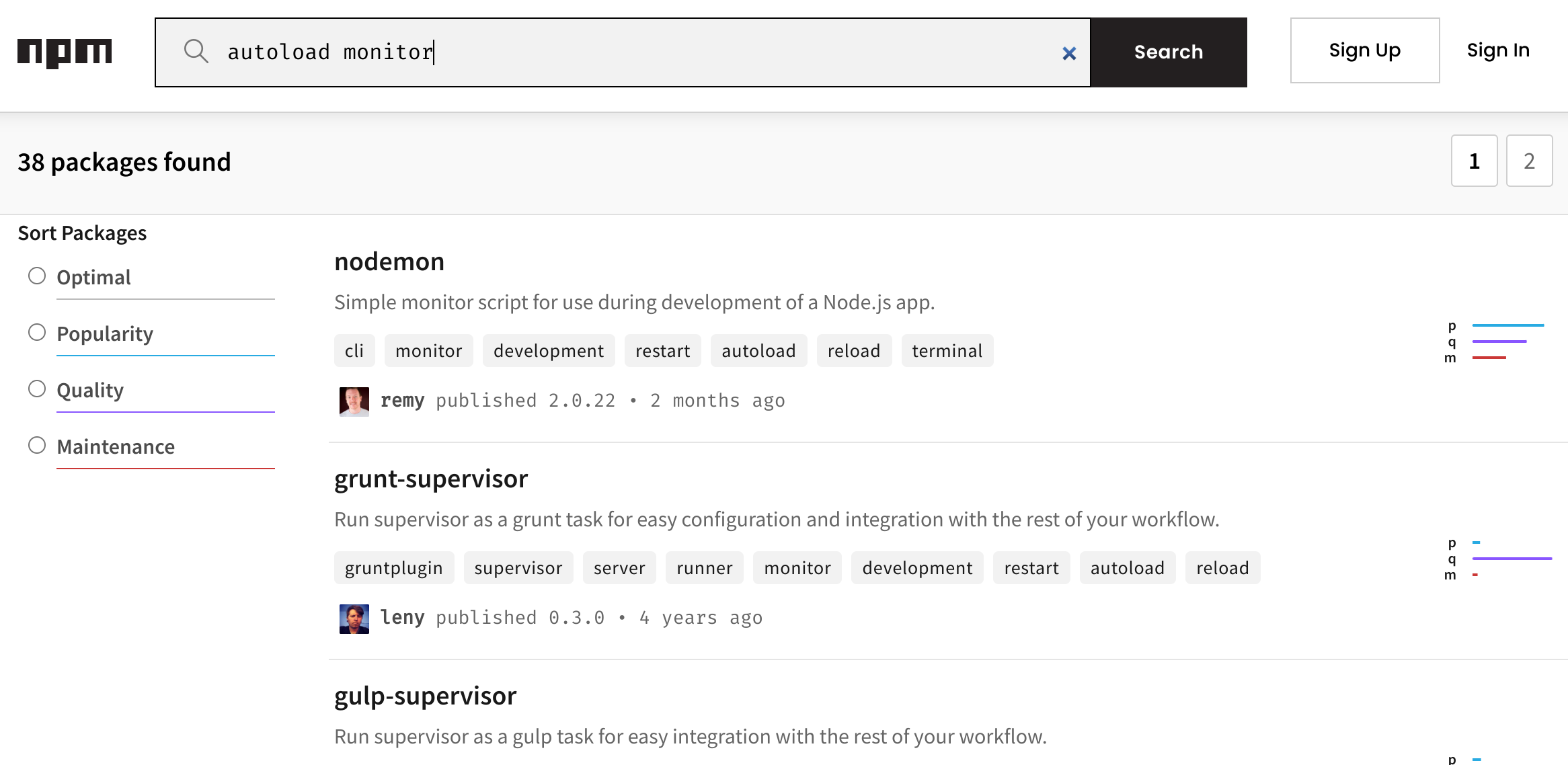 results for the search of terms &ldquo;autoload&rdquo; and &ldquo;monitor&rdquo; on npmjs.com